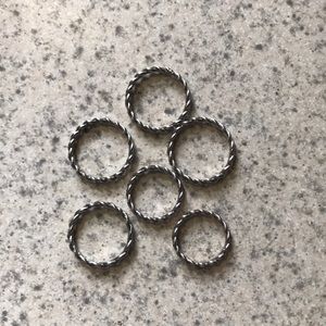 *Set of 6* silver rings
